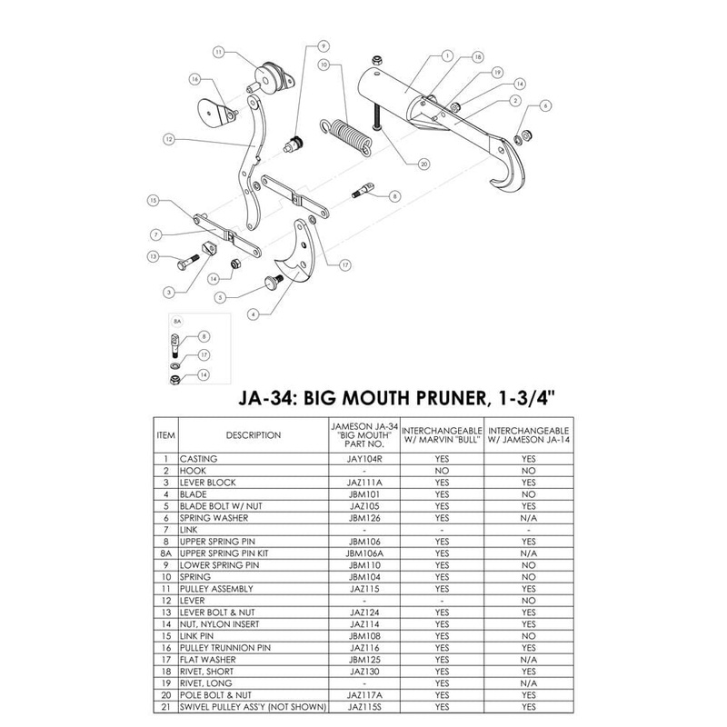 Jameson Replacement Lever w/Lower Spring Pin - JAY102