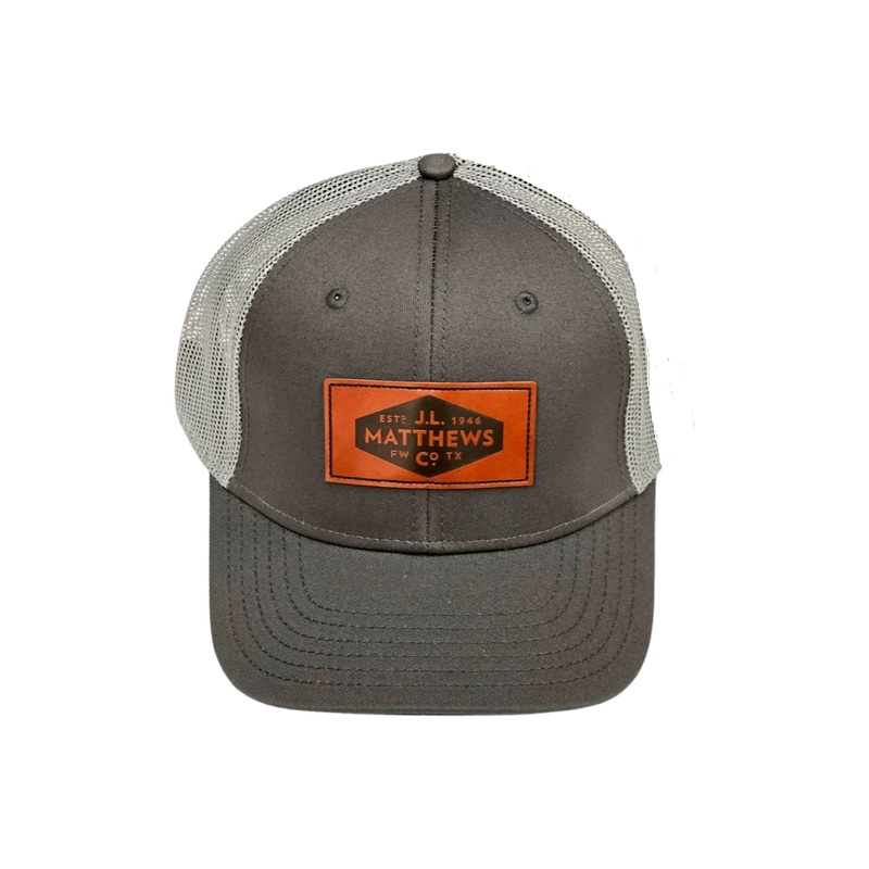 J.L. Matthews Leather Patch Baseball Hat - JLM-HAT-GRAY LEATHER