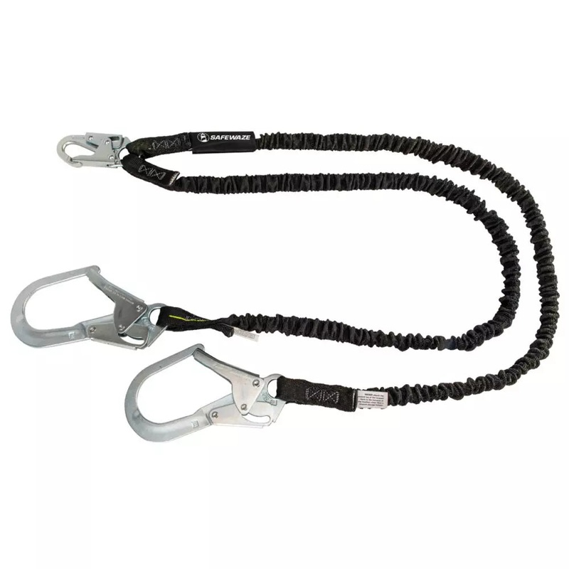 Safewaze Twin Leg 6' Shock Absorbing Lanyard with Rebar Hooks - FS586