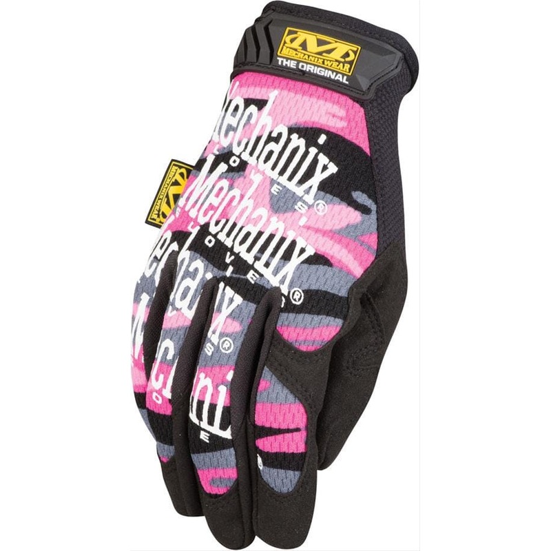 Mechanics Gloves, M, Pink Camo, Synthetic Leather, Spandex  - MG-72-520