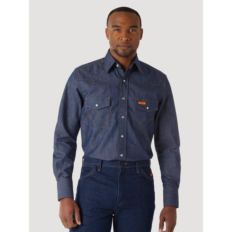Wrangler Shirt Flame Resistant Denim Work Shirt - FR12127