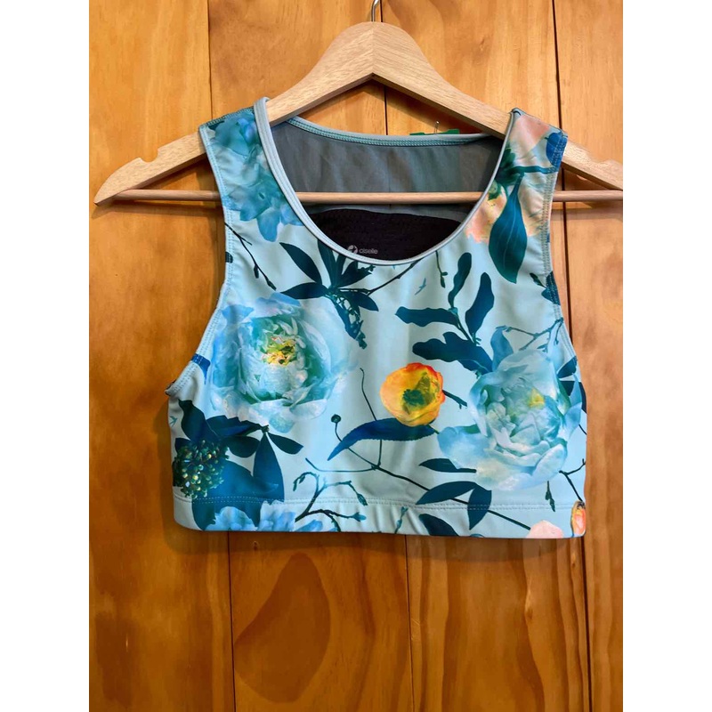 Women Size Large Oiselle Blue Print Sports Bra
