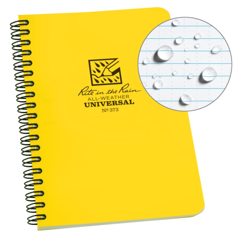 Weatherproof Side Spiral Notebook, 4.625" X 7", Yellow Cover, Universal Pattern (No. 373)
