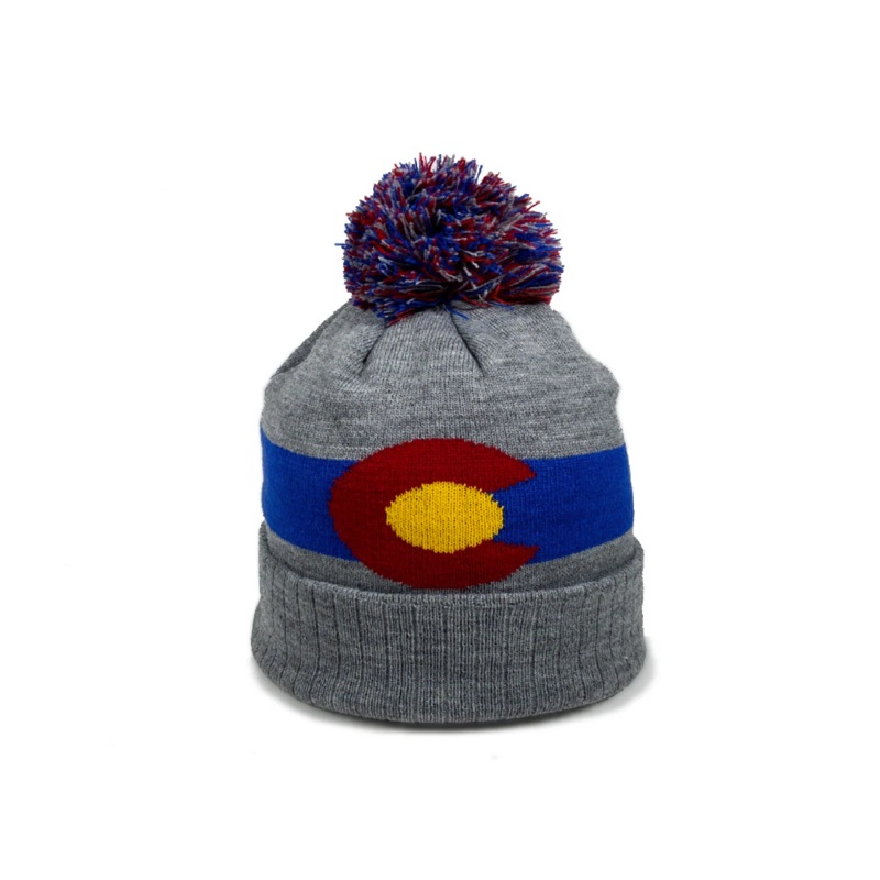 YoColorado Original Colorado State Flag Beanie Grey