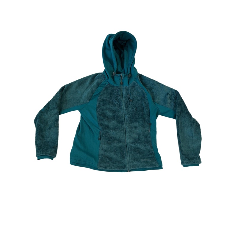 Eddie Bauer Women's Hooded Fuzzy Fleece Jacket Blue Large USED