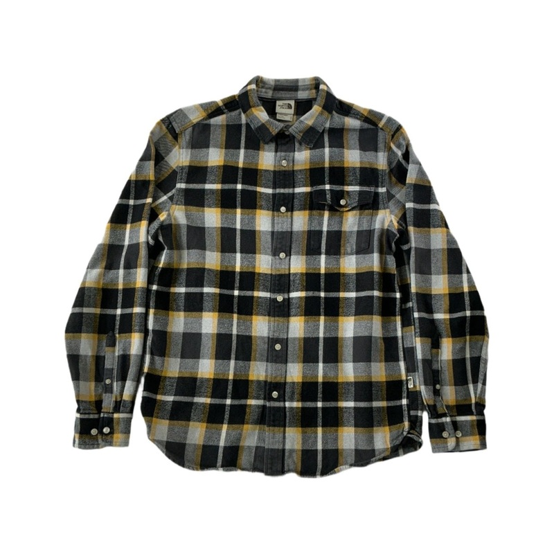 North Face Men's Heavyweight Flannel Black/Gold Medium USED