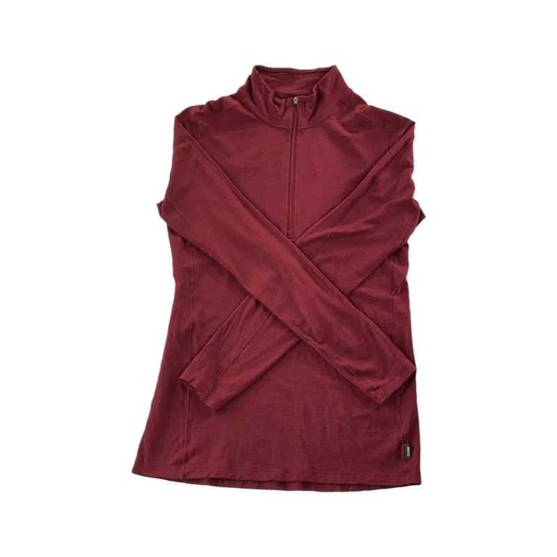 REI Women's Quarterzip 100% Merino Baselayer Top Red Small USED