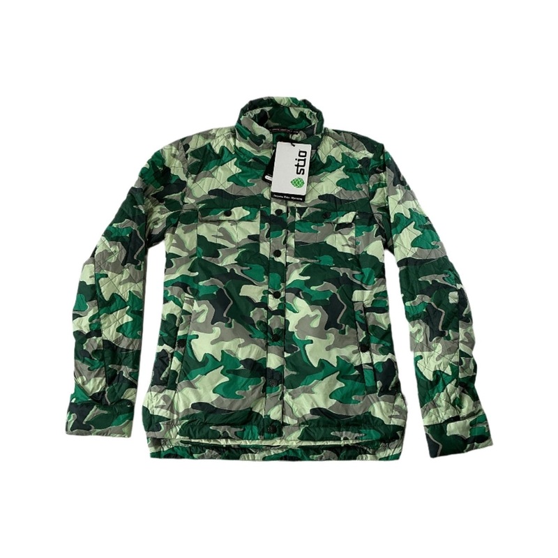 Stio Women's Skycrest Insulated Shirt Jacket Snap Quilted Honey Dew Camo Small USED