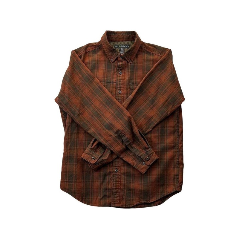Exofficio Men's Lightweight Flannel Travel Shirt Orange Medium USED