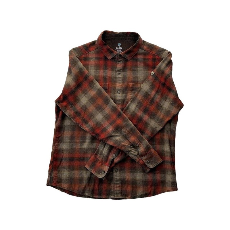 Kuhl Men's Flannel Button Down Shirt Brown/Red Large USED