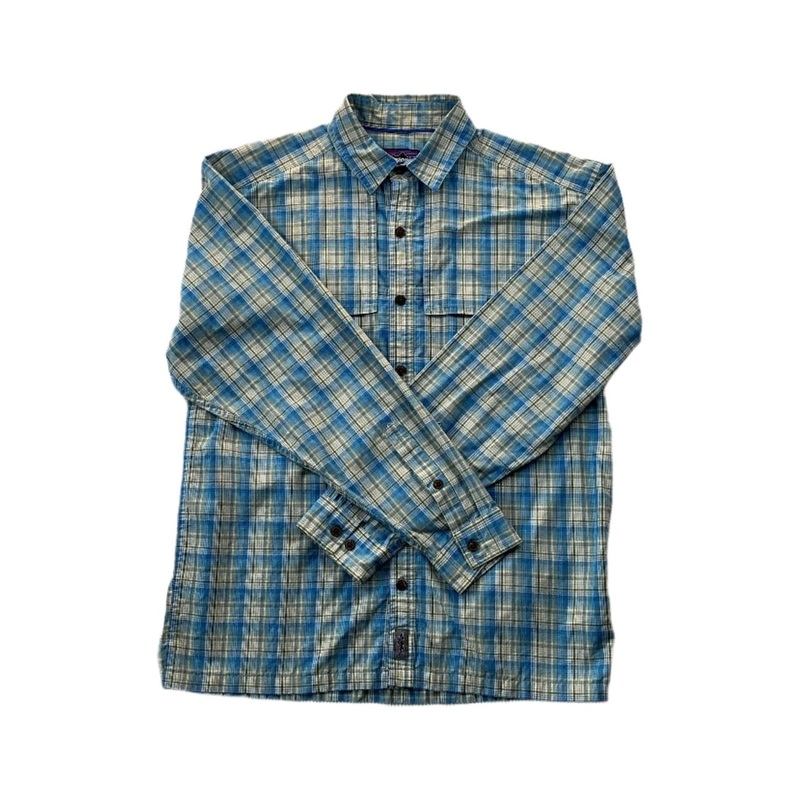 Patagonia Men's Long-Sleeved Island Hopper II Shirt Blue Medium USED