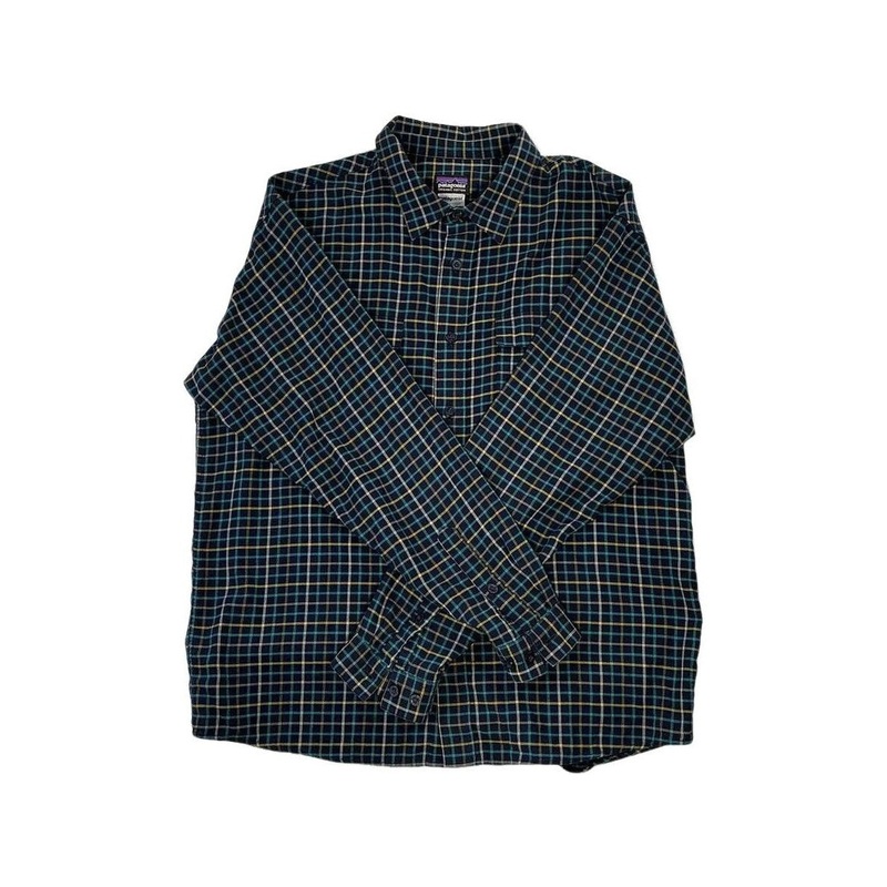 Patagonia Men's Organic Pima Cotton Button Down Shirt Blue Large USED