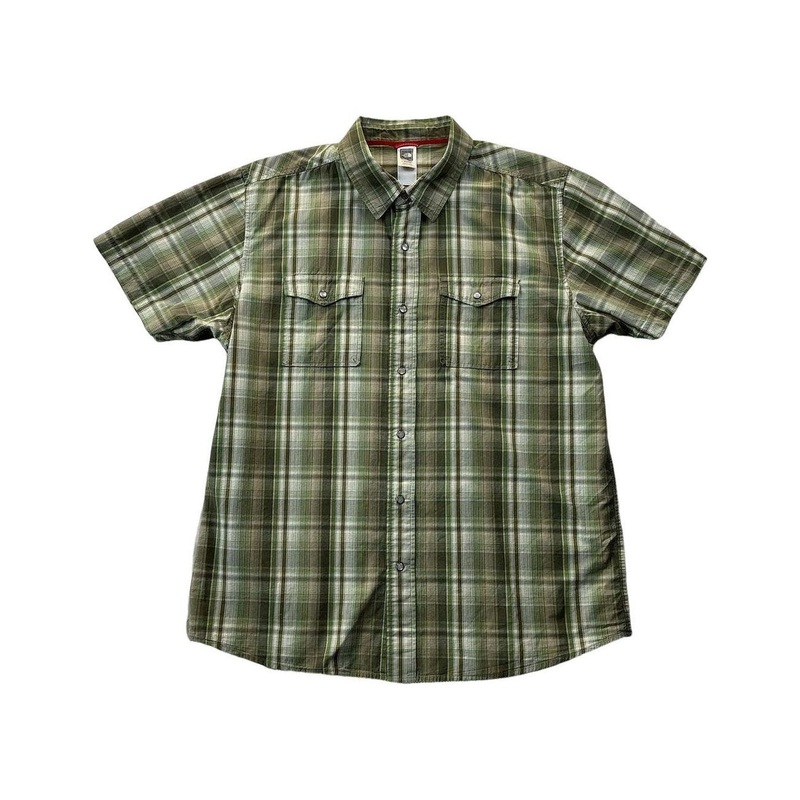 The North Face Men's Pearl Snap Hiking Shirt Green XXL USED
