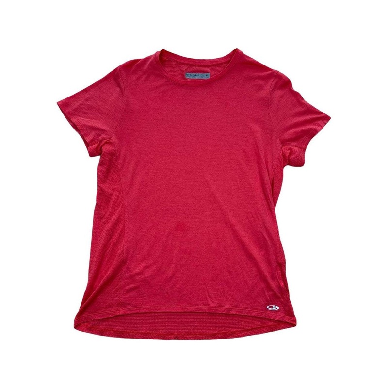 Icebreaker Women's Cool-Lite Tencel Merino Blend Short Sleeve Shirt Coral XL Used