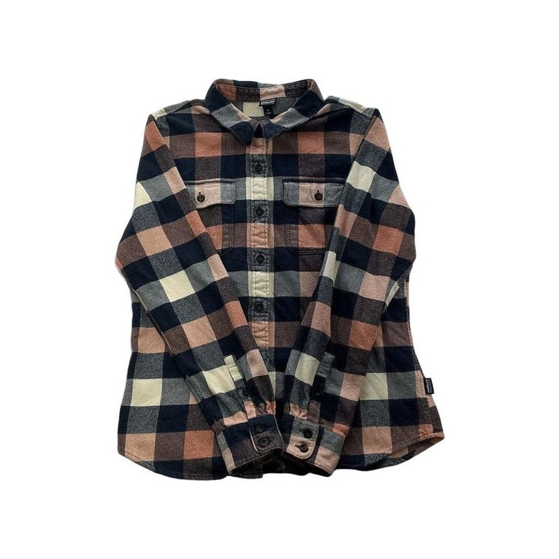 Patagonia Women's Long Sleeve Fjord Flannel Shirt Blue/Pink Medium USED