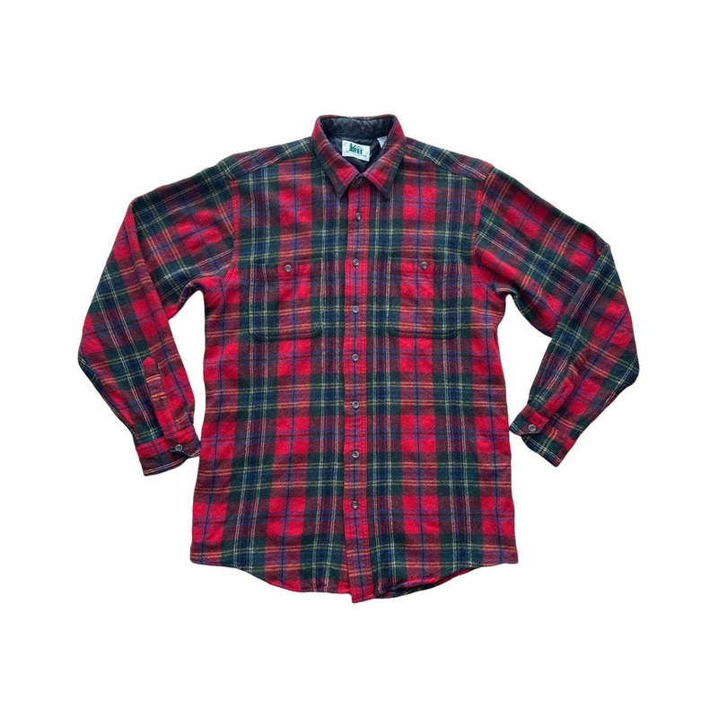 REI Men's Vintage Long Sleeve Wool-Blend Flannel Red Medium Used
