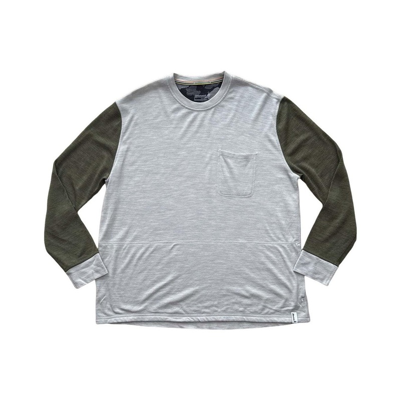 Smartwool Men's 100% Merino Long Sleeve Crew Grey/Green Large USED