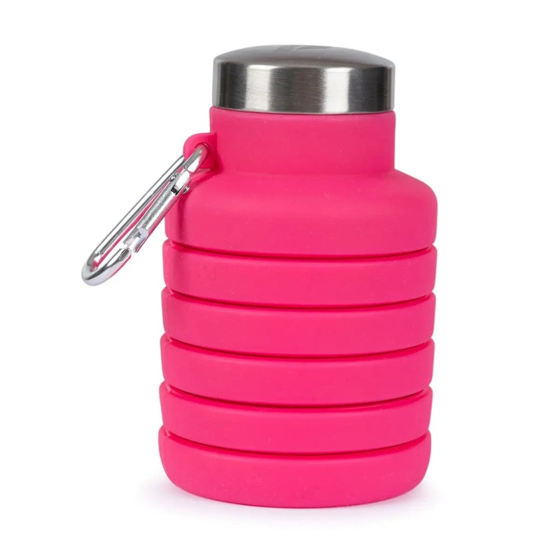 Vavo Folded Silicone Bottle with Karabiner - Pink