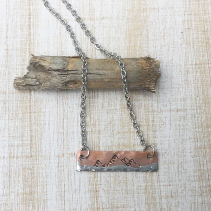 Mixed Metal Copper Bar Necklace