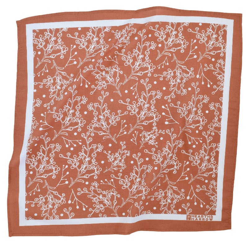 Burnt Orange Baby's Breath Bandana - 100% Cotton