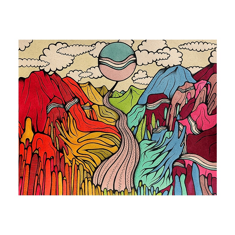 Cool Cool Nice Nice Rainbow Landscape Metallic Print