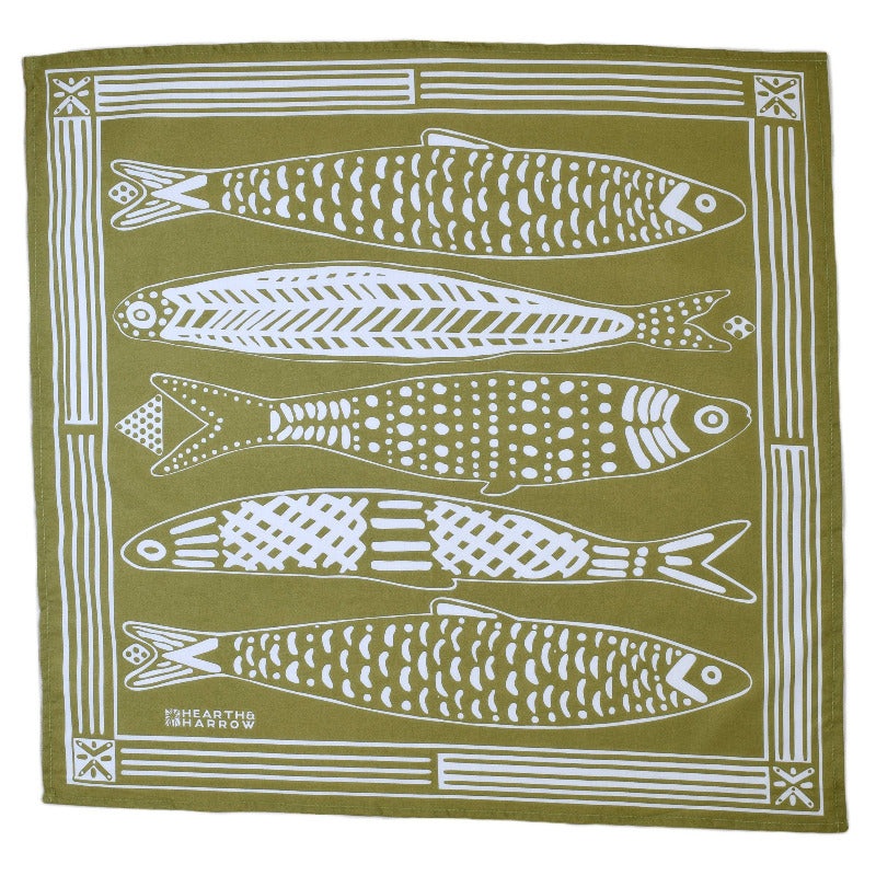 Sardine Nautical Print Bandana - 100% Cotton Hanky Ascot