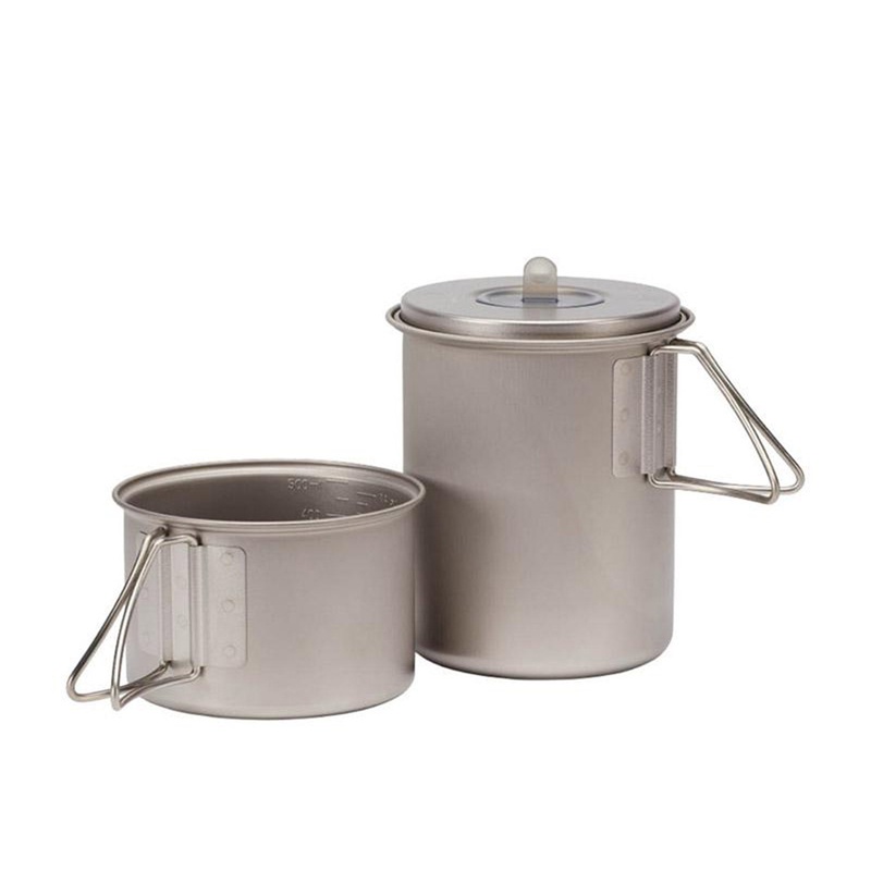 Snow Peak Mini Solo Two Pot Combo Cookset Titanium