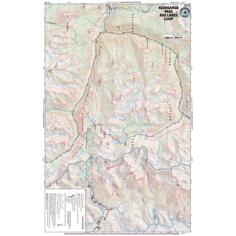 Tom Harrison Kearsarge Pass/ Rae Lakes Loop Map
