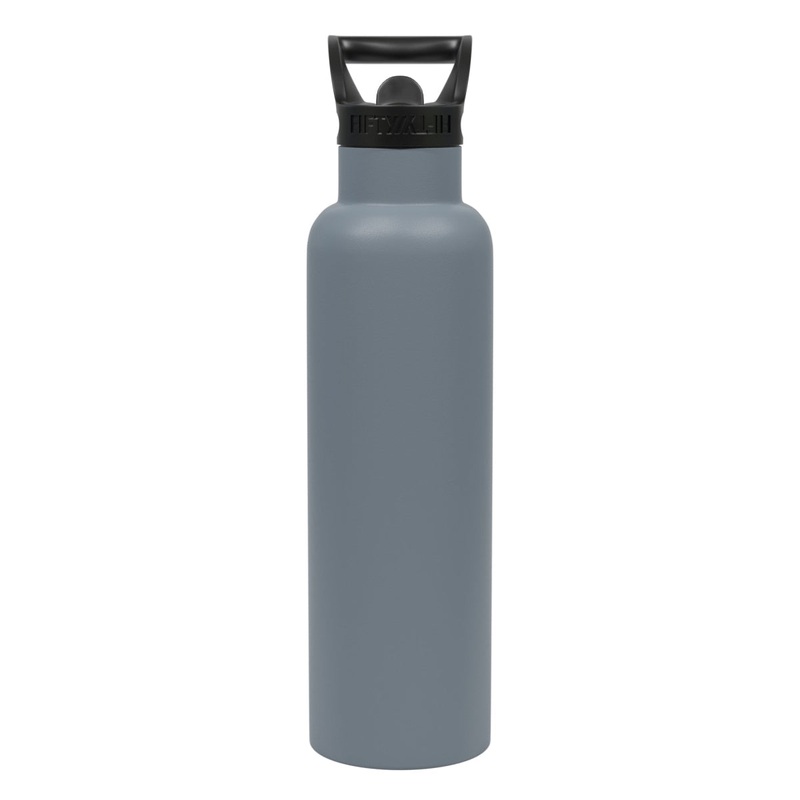 Fifty-Fifty 592235 21 Oz Vacuum Insulation Water Bottle with Straw Cap, Gray