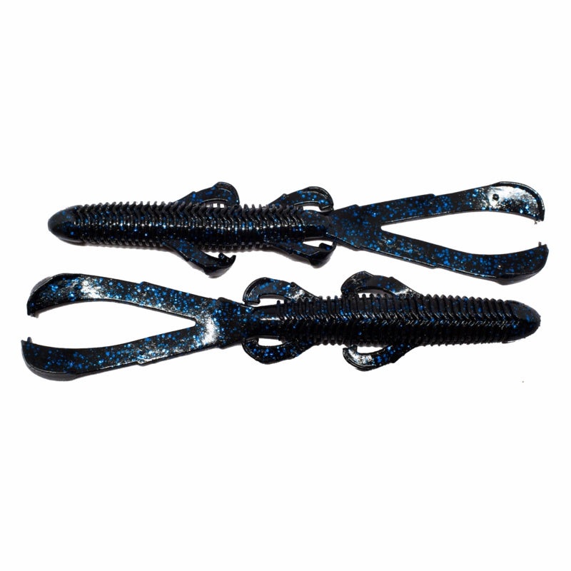 XXB Googan Baits Trench Hawg Creature Soft Bait, Black Blue Flake