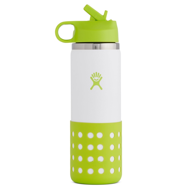 Hydro Flask 20 Oz. Kids' Wide Mouth Bottle with Straw Lid and Boot, Green