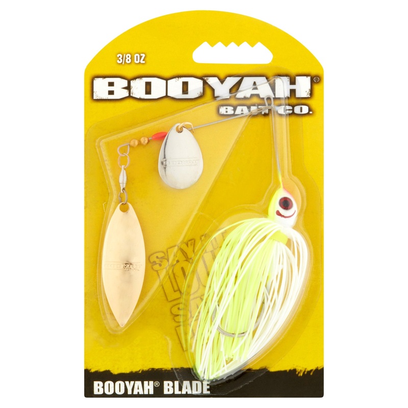 BOOYAH Tandem Blade Spinnerbait, White/Chartreuse