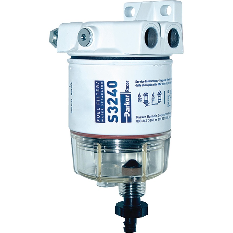 Racor 30 GPH, 10 Micron Gas Spin - on Fuel/Water Separator with Clear Bowl for Outboards