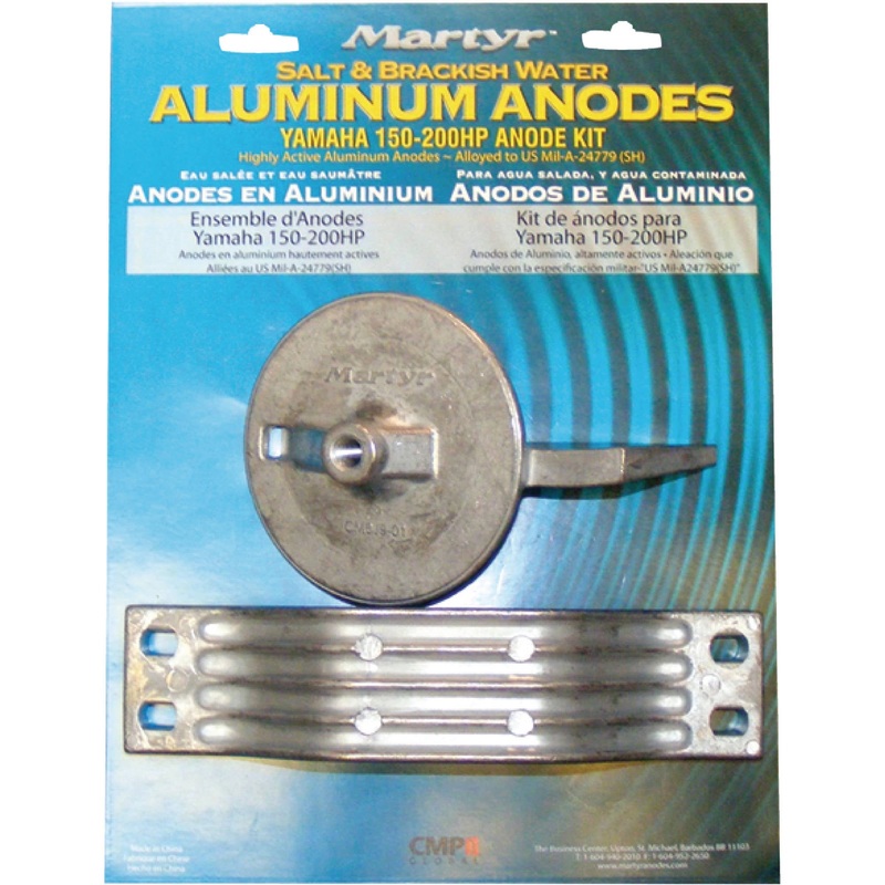 Anode Kit for Yamaha 150 HP to 200 HP Outboards (Contains 1- 6G54525101, 1- 6J94537101 and Fastening Hardware)