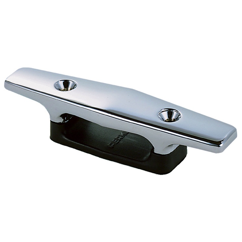 Perko 1306DP2CHR Chrome-Plated Open Base Cleat with Black Polymer Base - 6  Length