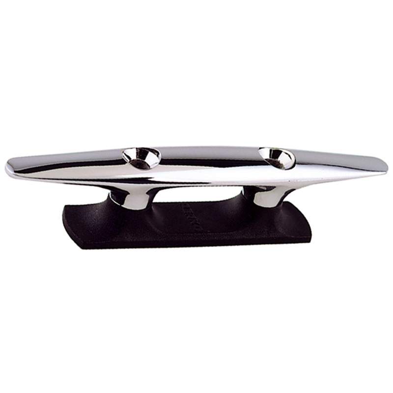 Perko 1326DP2CHR Chrome-Plated Open Base Cleat with Black Polymer Base - 6-1/4  Length with 3-5/8  X 7/8  Base